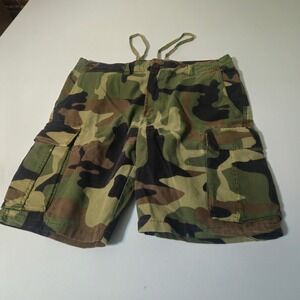 Lucky Brand Cargo Shorts Mens 32 Green Camo Woodland Military Multi Pocket